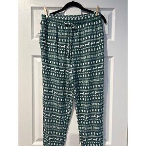 NWT Victoria's Secret PINK- Med Green Christmas Pajama Pants Cozy Sleep Jogger